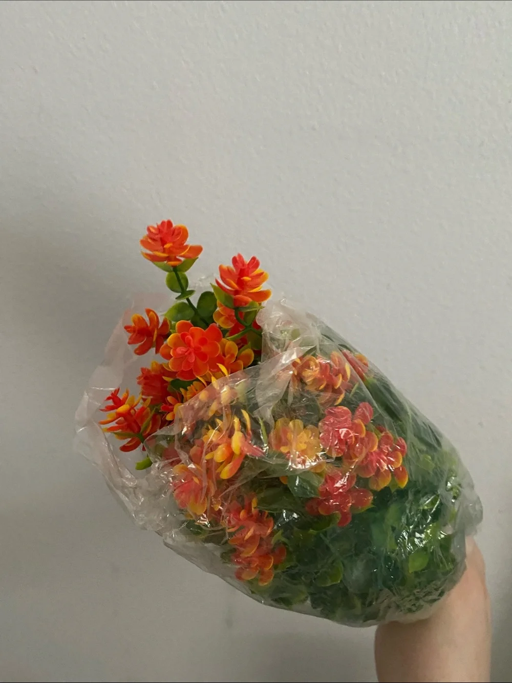 Artificial Orange Kalanchoe flowers - Decorative Home Accent
